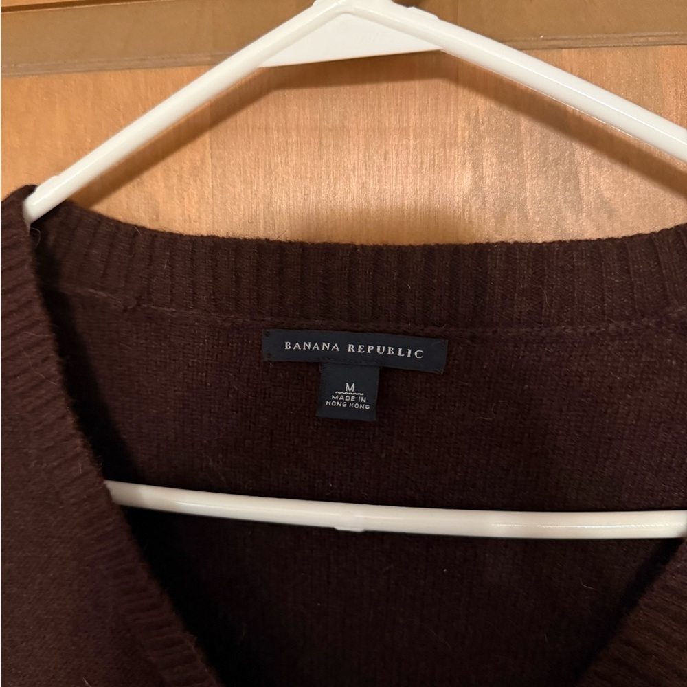 New Without Tags Banana Republic Chocolate Wool Blend Cardigan with Belt Size M - Picture 3 of 5